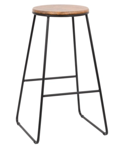 SGABELLO "ACHELOR" IN LEGNO E METALLO NERO, 32X32X71 CM